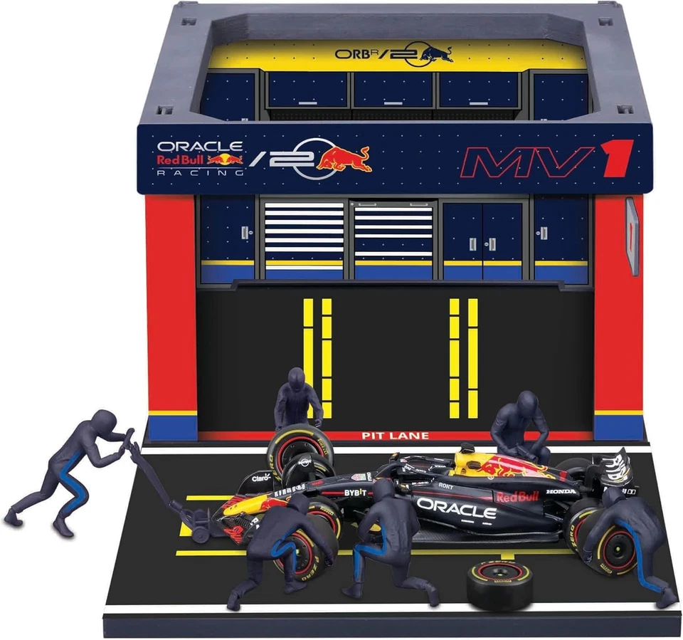1 43 BURAGO Red Bull F1 Rb19 Pit-Stop #1 2023 Max Verstappen BU38453-V Modellbau