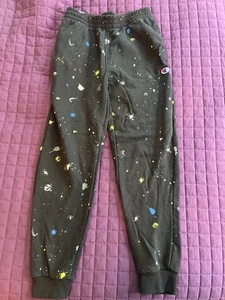 Boys Champion Black Sweatpants With Splatter Paint Design Size Medium EUC - Picture 1 of 2