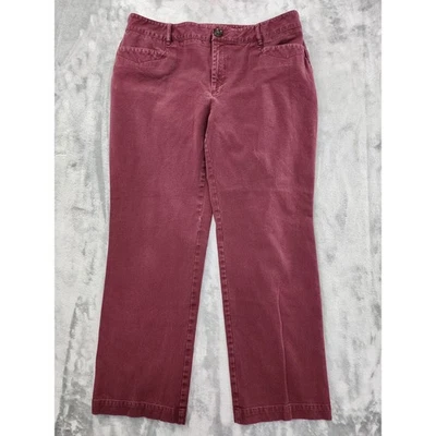 Pantalones chinos Eddie Bauer corte curvilíneo pierna recta talla S16 algodón elástico borgoña Foto 1 de 4