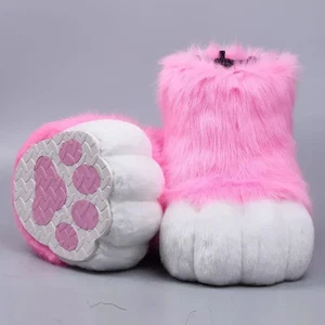 Cat Paws Shoes Cartoon Plush Furry Cosplay Kig Costume Cats Feet Nail Claws Shoe - Picture 1 of 46