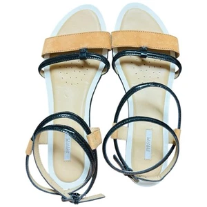 GEOX Strappy Summer Shoes WMN Sz 10US 41AU Black Brown Low Leather Casual - Picture 1 of 7