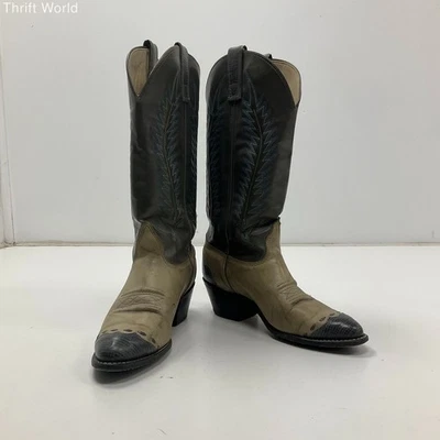 Botas vaqueras occidentales vintage de cuero de dos tonos de Texas de piel de serpiente talla 7,5 Foto 1 de 4