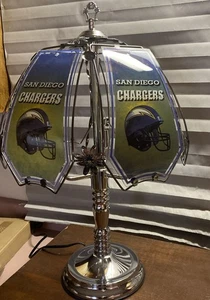 Lot Of 2 San Diego Charges NFL 3 Way Touch Lamp 23” Tall 6 Glass Panels 9”  New - Picture 1 of 9