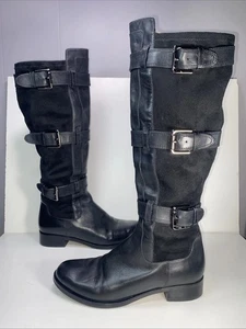 Cole Haan Stiefel schwarz Wildleder Pannel Leder Schnalle Reitstiefel Damengröße 7B - Bild 1 von 13
