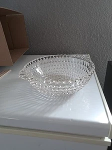 Hobnail Pressed Clear Glass Bowl Handled Scalloped Edge Diamond 8 1/2" Vintage. - Picture 1 of 6