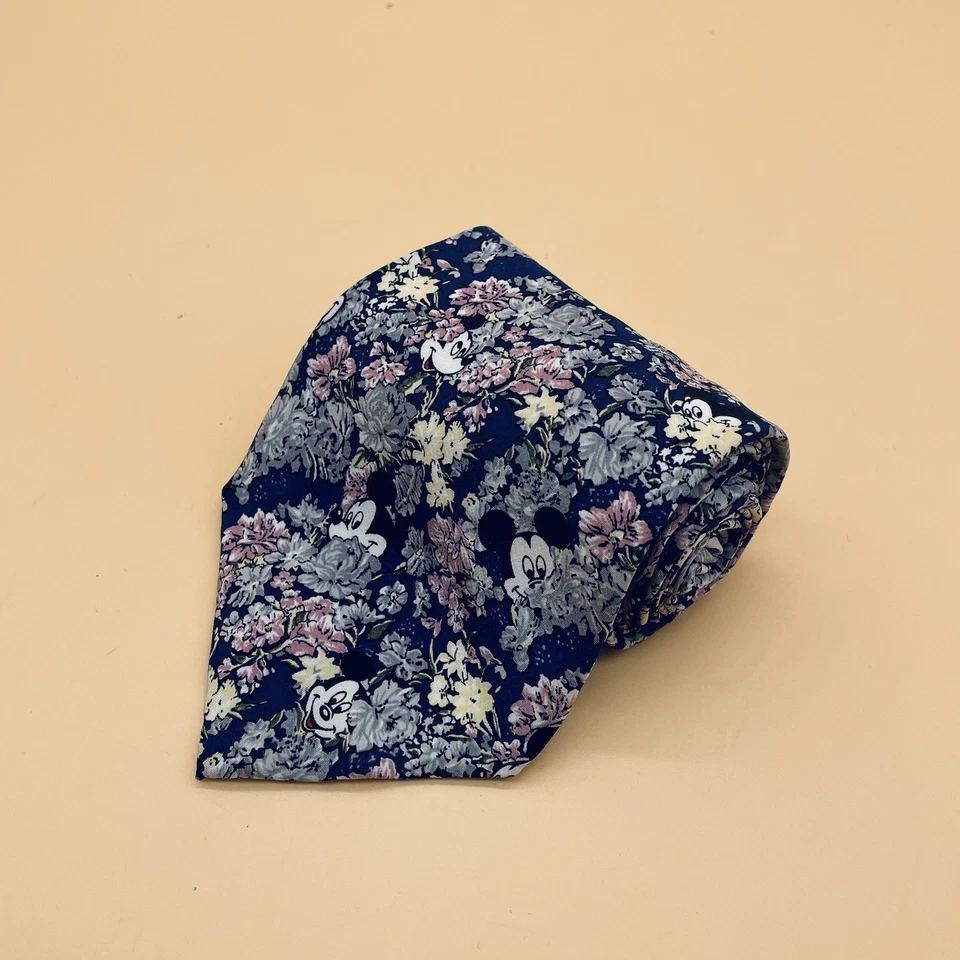Corbata - Corbata Disney Mickey Flowers 100% Seda - Hecha en Italia Mickey Mouse Foto 1 de 4
