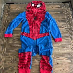 Pyjamaanzug Jungen rot & blau Superhelden Einteiler - Kapuze, schwer entflammbar M - Bild 1 von 8