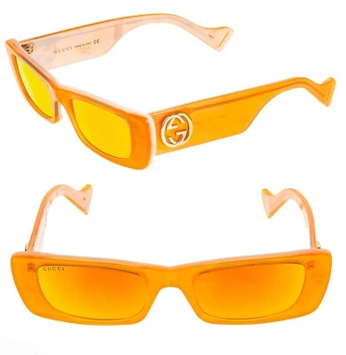 GUCCI GG0516S 0516 Gafas de Sol Fluorescentes Neón Naranja Perla Geométricas Delgadas Unisex Foto 1 de 4