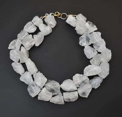 Collar piezas cristal áspero grueso, cuarzo crudo collar extra grande Foto 1 de 4