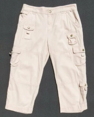 LRL RALPH LAUREN Petite Blush Cotton Rayon Twill Cargo Crop Pants US S 6P EUC - Image 1 of 4