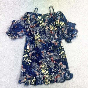 GABBY SKYE Womens Open Shoulder Top Size 8 Blue Floral Spring NWT - Picture 1 of 8