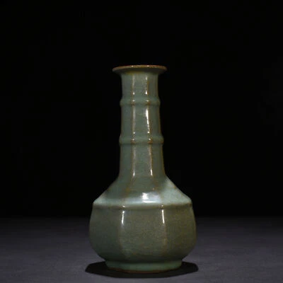 9.5" China song dynasty offcial kiln Porcelain string pattern Eight square vase - Изображение 1 из 4