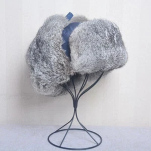 Hat Pilot Aviator Bomber Trapper Hats Real Rabbit Fur Earflap Flaps Ski Caps New - Bild 1 von 17