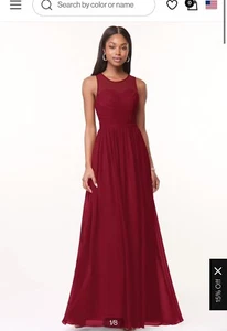 Azazie Women’s Nina A Line Pleated Bridesmaid Dress Gown In burgundy Size A10 - Picture 1 of 10