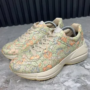 Gucci Liberty Rhyton sneaker floreale tela muticolor pelle 7 US o 37 EUR - Foto 1 di 10