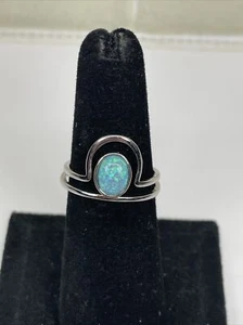 Vintage Metallic Bohemian “Pura Vida” Signed Blue Stone Ring Size 7 Jewelry - Picture 1 of 10