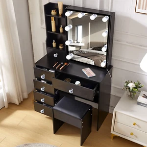 Makeup Table with LED Lighting Cosmetic Table Dressing table Mirror Bedroom - Picture 1 of 11