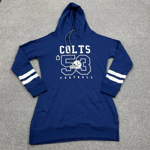 Indianapolis Colts Hoodie Women Medium Long Blue White Pullover Sweatshirt Hood Cover