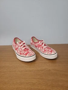 Vans Off The Wall All Over Print Red White Skate Shoes US Men's 5.5 Womens 7 - Picture 1 of 6