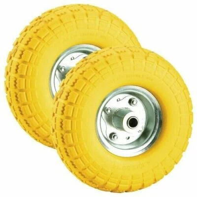 TOOLTIME 2 x 10" PUNCTURE BURST PROOF SOLID RUBBER SACK TRUCK TROLLEY WHEELS SPARE TYRES