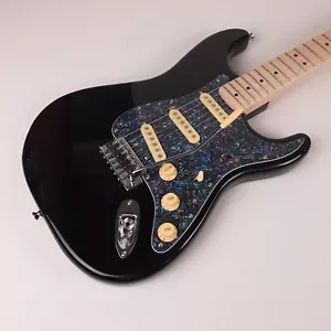 Black with Abalone and Cream Squier Stratocaster Electric Guitar - Picture 1 of 22