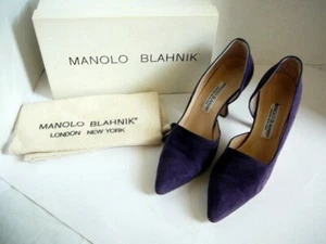 MANOLO BLAHNIK RENNA SUEDE PURPLE SHOES 39 1/2 - Picture 1 of 12