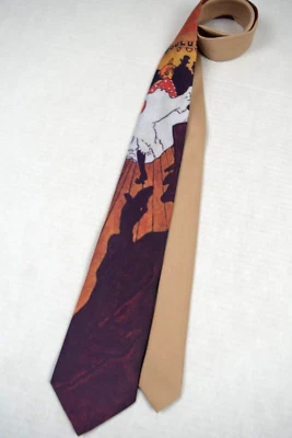 Corbata de Colección Ralph Marlin Años 80 Moulin Rouge Imagen con Guión Poli Corbata 55.5 x 3" Foto 1 de 4