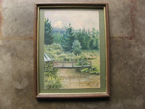 1945 HARRY MIST Small Watercolor Painting BRITISH COLUMBIA MOUNTAIN vintage - Picture 1 of 12