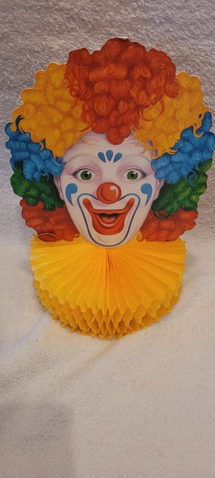 Vintage 1988 Beistle Rainbow Clown Tissue Centerpiece Party Table Decor & Cake T - Image 1 of 4