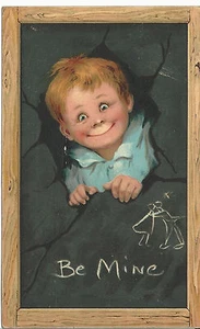 Tuck "REMEMBERANCE"  #105 Post Card England Smiling School Boy Valentine - Picture 1 of 2