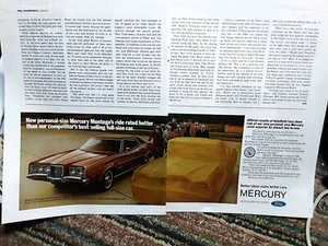 1972 Mercury Montego 2 Page Original Print Ad - Picture 1 of 1