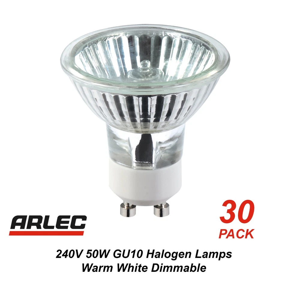 Bulk 30 Pack x 240V GU10 50W Halogen Downlight Globes / Bulbs / Lamps - Image 1 of 1