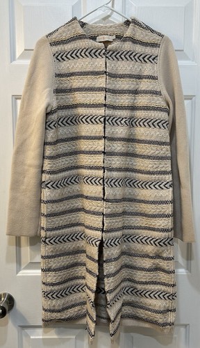 Cappotto maglione Tory Burch jacquard maglia misto lana taglia S gancio chiusura occhiello lusso