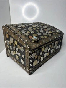 Storage Box One Of A kind - Decorated In Coins - STAND OUT TALKING PIECE - Prop - Picture 1 of 22