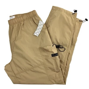 Urban Outfitters Nylon Cargo Pants Men's L Large Taupe Khaki Elastic Waist - Picture 1 of 16