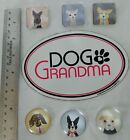 Dogs Glass Refrigerator Magnets (6) and Dog Grandma Magnetic Oval Sign #23013