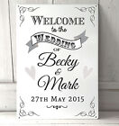 Personalised Welcome Vintage Wedding sign A4 metal plaque decor picture Print