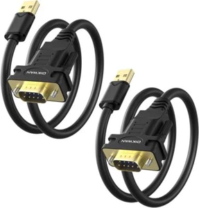 USB to RS232 Serial DB9 Male Cable, 2-Pack - Picture 1 of 6