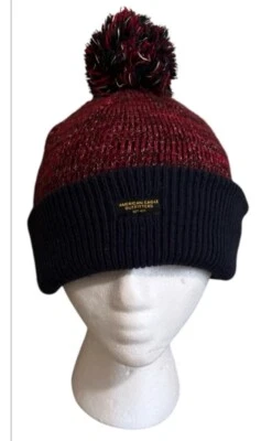 American Eagle Outfitters Unisex Gorro Gorra de Esquí Rojo/Azul Tejido Sombrero Pom Foto 1 de 4