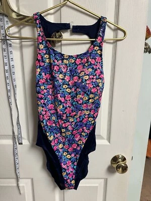 Traje de baño Maillot de una pieza Baltex Body ID azul floral talla 10 espalda de afeitar VNT 90 Foto 1 de 4