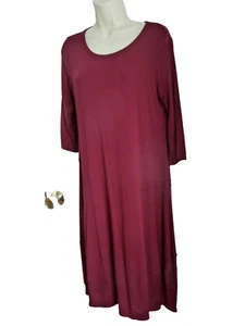 Eileen Fisher S Neu mit Etikett Kleid dunkelrot Strick Langarm Karriere bis Abend - Bild 1 von 8
