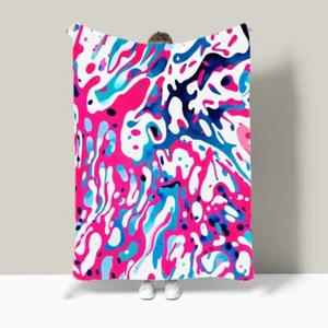 Ink Splashing Abstract Bedspread Sofa Couch Throw Blanket Holiday Birthday Gift - Picture 1 of 18