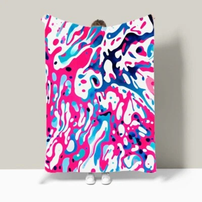 Ink Splashing Abstract Bedspread Sofa Couch Throw Blanket Holiday Birthday Gift - Image 1 of 4