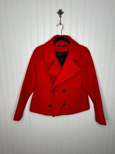 HAZEL Women's Short Red Double Breasted Peacoat SIZE S - Picture 1 of 8