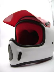Vintage BELL MOTO 4 White & Red Motorcycle Motocross Helmet Full Face 1980’s - Picture 1 of 24