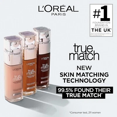 L'OREAL Paris True Match Super-Blendable Liquid Foundation 30ml *NEW & SEALED* - Imagem 1 de 3