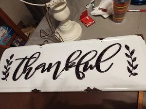Metall Emaille Danke Schild Repro 31"x10 3/4" getragen ansehen - Bild 1 von 1