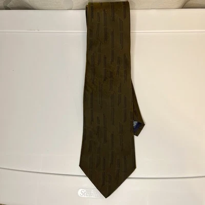 Corbata de seda FUBU verde dorado brillante Foto 1 de 4