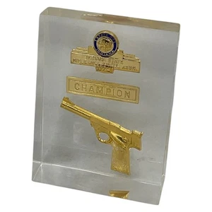 Vintage Indiana State Rifle Pistol Assoc Champion Award Lucite Shooting Trophy - Picture 1 of 7