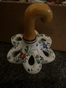 Signed Capodimonte Porcelain Umbrella Bud Vase Italy 8" Height VGC - Picture 1 of 8
